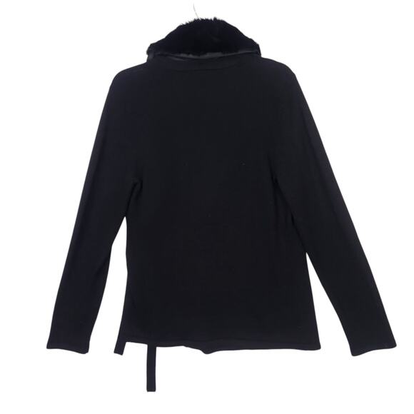 TALBOTS WOOL CASHMERE WOMENS WRAP SWEATER CARDIGAN SZ LG FUR CLASSY GLAM CAPSULE - Picture 4 of 7